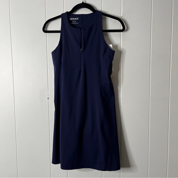SPANX Dresses & Skirts - NWT SPANXshape™ Get Moving Zip Front Dress in Lapis Blue Women's S Sporty